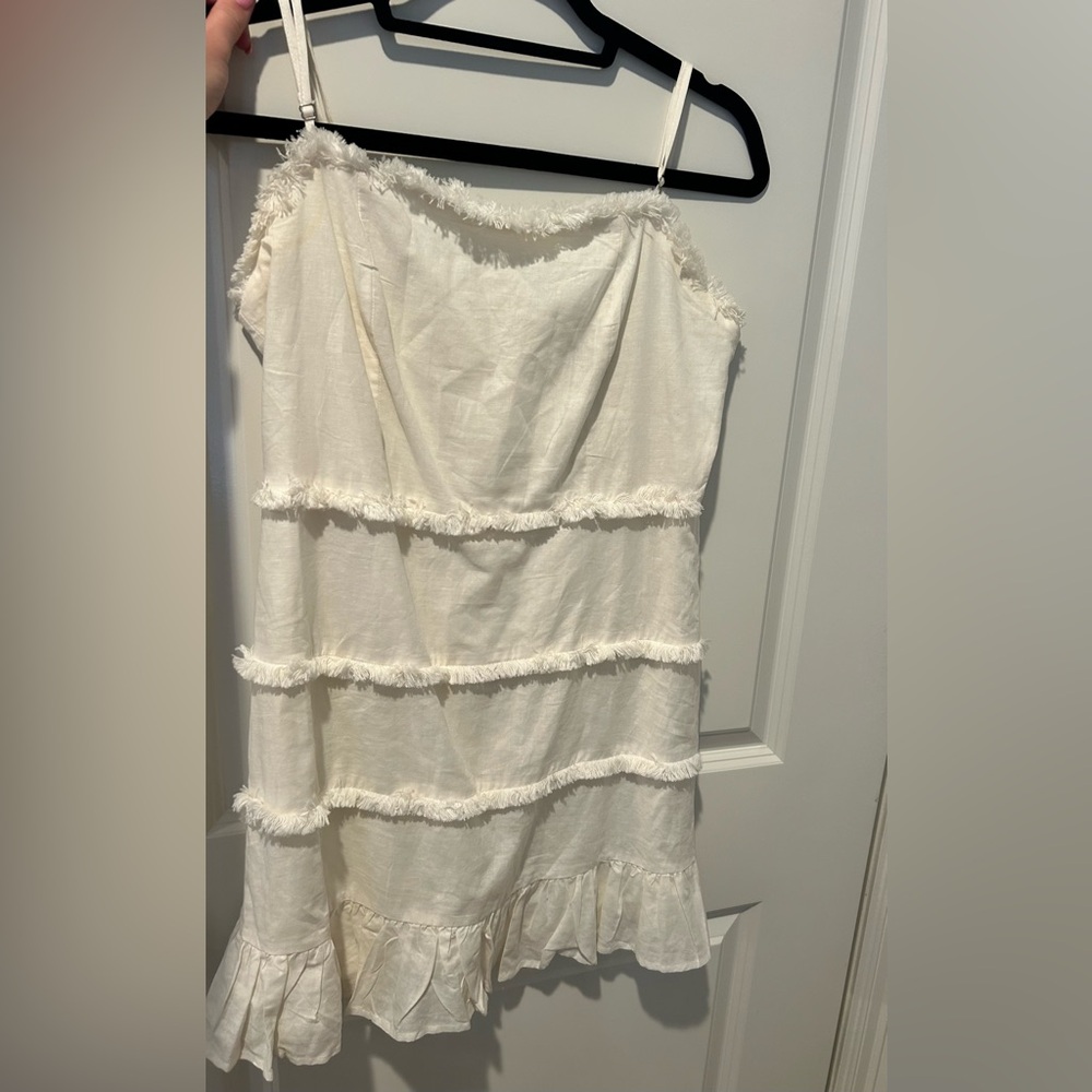 Beige ruffle dress